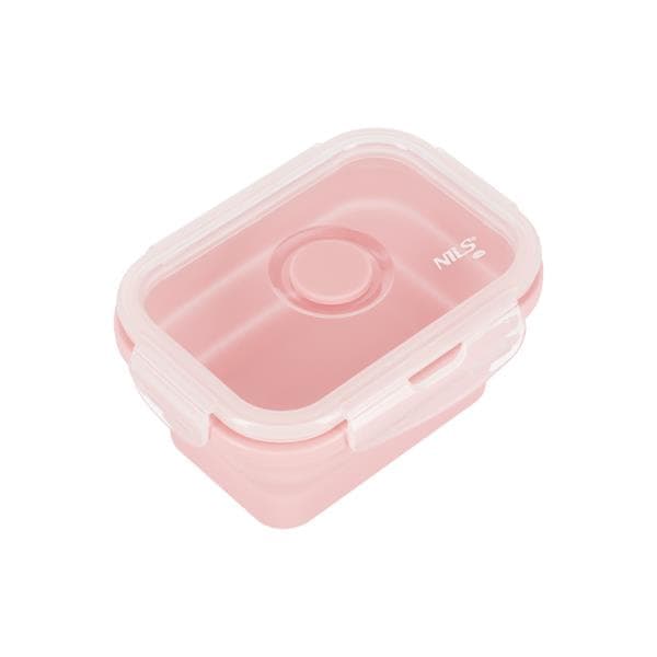 Ružový skladací desiatový box 355ML NILS CAMP nádoba
