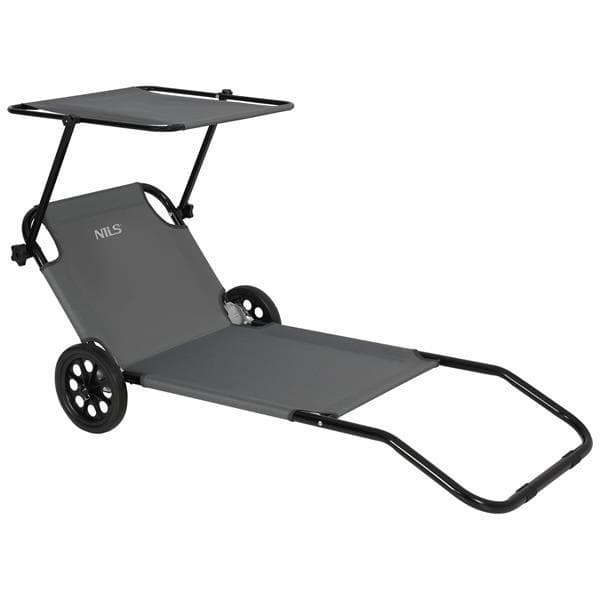 Nils Camp Skladacie plážové lehátko s tienidlom šedé 