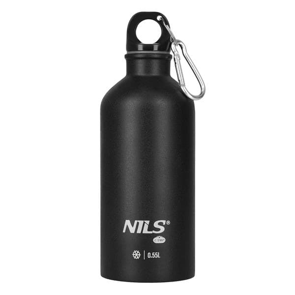 Čierna nerezová turistická fľaša na vodu Nils Camp, 550ml 