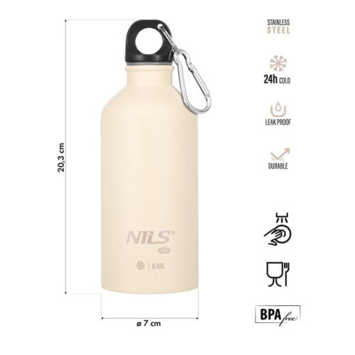HMS Nerezová turistická fľaša NILS Camp NC3801 béžová 550 ml HMS Nerezová turistická fľaša NILS Camp NC3801 béžová 550 ml