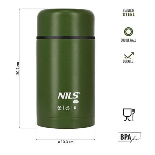 Termosky na jedlo Nils Camp, zelená, 1000ml, tesniace viečko 