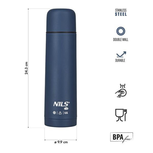 Termoska na čaj Nils Camp, modrá farba, objem 500ml, 300g Termoska na čaj Nils Camp, modrá farba, objem 500ml, 300g