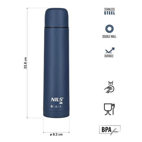 Modrá termoska na vodu, čaj a kávu Nils Campo, objem 1000ml 