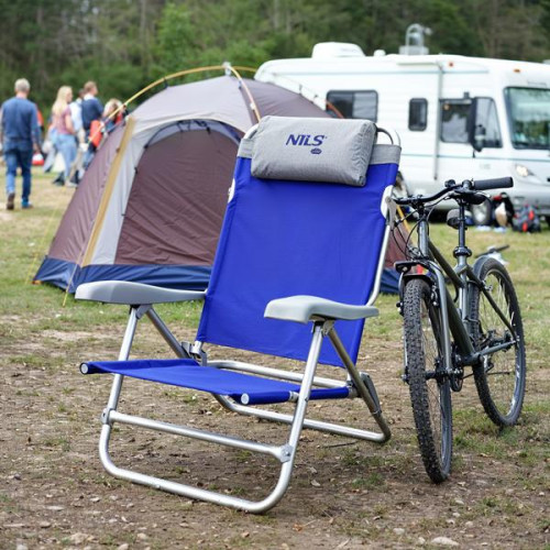 Skladacia kempingová stolička Nils Camp šedo modrá 