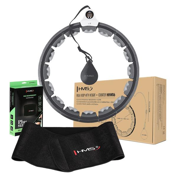 Čierna masážna obruč hula hoop + pás zoštíhľujúci Čierna masážna obruč hula hoop + pás zoštíhľujúci