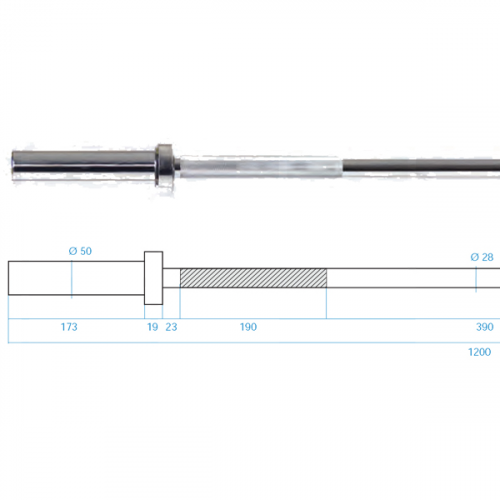 Olympijská tyč na cvičenie HMS Premium GO160, 120x5cm 