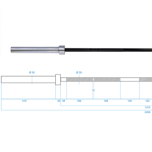 GCF700 Olympijská tyč na cvičenie HMS PREMIUM, 220cm x 50mm 