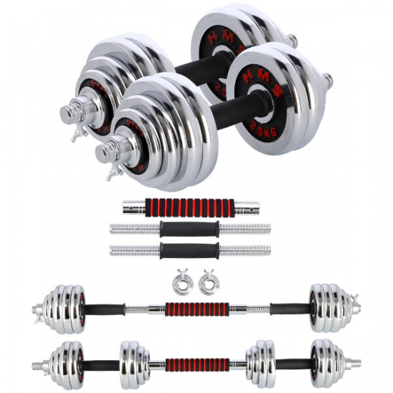 Činkový set v kufru HMS STC30 2x15 kg, chrom 