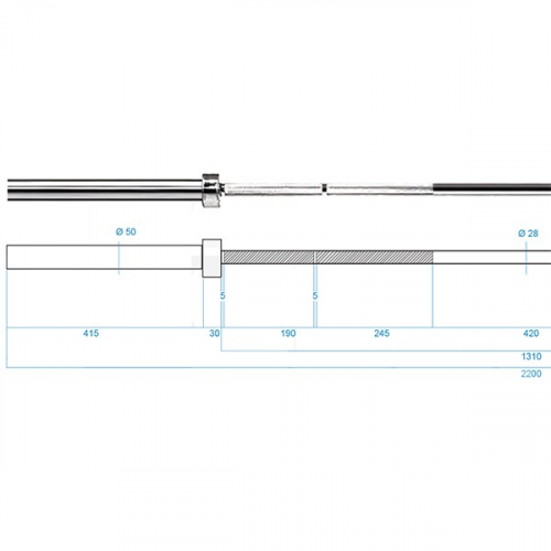 Olympijská tyč na cvičenie HMS PREMIUM GO1100, 220cm x 50mm 