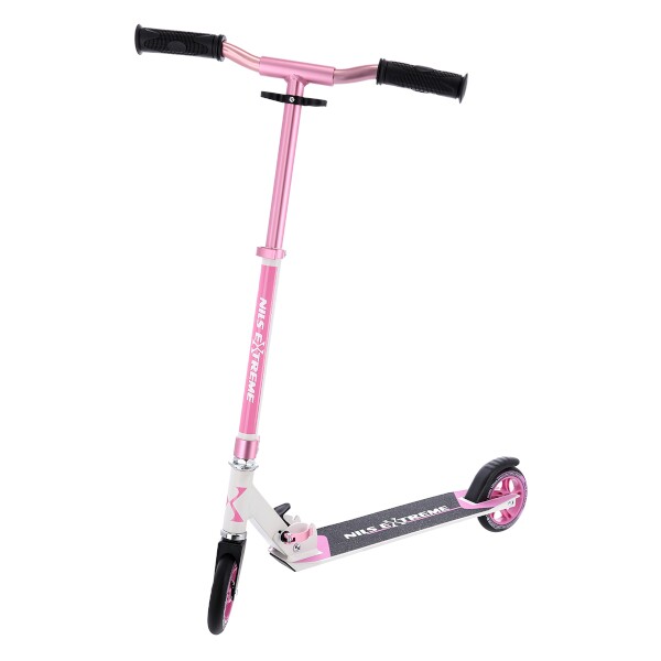 Skladacia kolobežka pre deti NILS Extreme HD125, bielo-ružová  Skladacia kolobežka pre deti NILS Extreme HD125, bielo-ružová