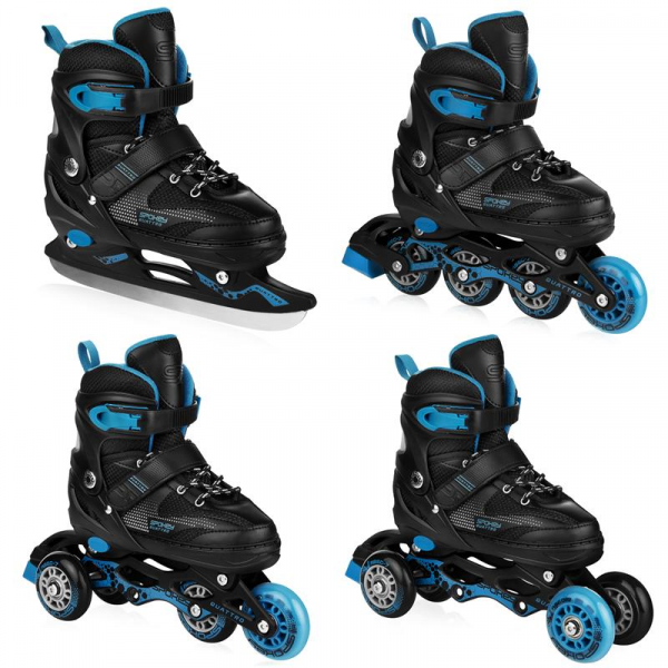 Spokey QUATTRO Korčule 4v1 čierno-modré, regulovateľné, ABEC7 Carbon, vel. 38-41 38-41  Spokey QUATTRO Korčule 4v1 čierno-modré, regulovateľné, ABEC7 Carbon, vel. 38-41 38-41