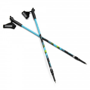 Spokey MEADOW II Palice Nordic Walking 2-dielne, systém anti-shock, čierno-modré zo zelenou 