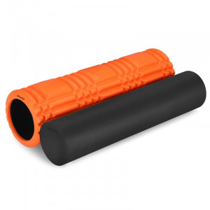 Spokey MIX ROLL Masážní fitness válec 2v1, oranžovo-černý 