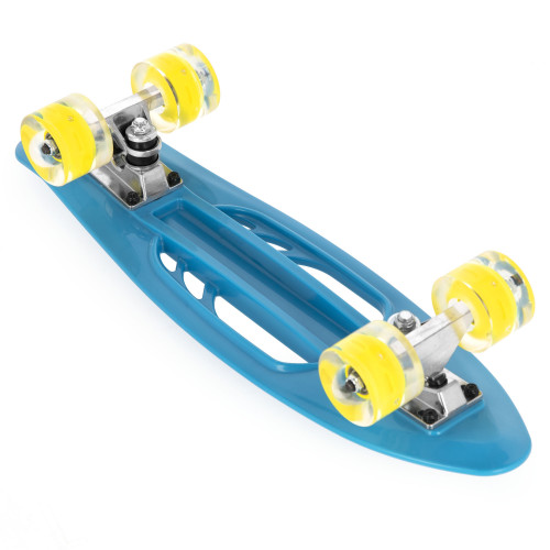 Spokey FISH Pennyboard so svietacimi LED kolečkami, modrý 