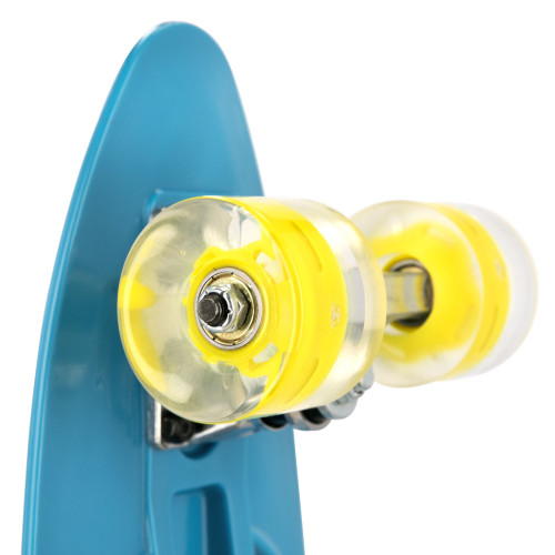 Spokey FISH Pennyboard so svietacimi LED kolečkami, modrý 