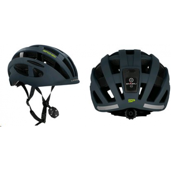 Spokey POINTER PRO Cyklistická přilba pro dospělé s LED blikačkou a blinky, 58-61 cm, černá oranžová 58-61 