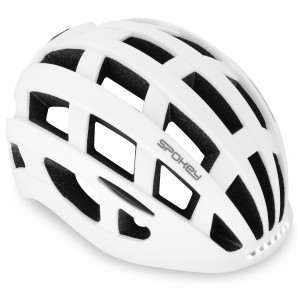Spokey POINTER PRO Cyklistická přilba s LED blikačkou a blinkry, 55-58 cm, bílá oranžová 58-61 