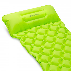 Spokey AIR BED PILLOW Nafukovací matrace s polštářkem, 190 x 60 x 6 cm, R-Value 2.5, zelená 