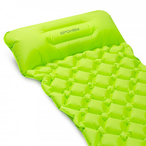 Spokey AIR BED PILLOW Nafukovací matrac s poštárom, 190x60x6 cm, R-Value 2.5, zelená 