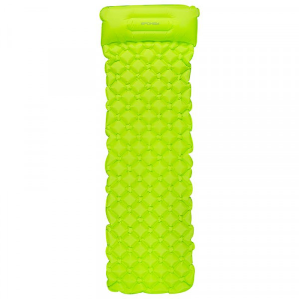 Spokey AIR BED PILLOW Nafukovací matrac s poštárom, 190x60x6 cm, R-Value 2.5, zelená 