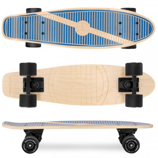 Spokey WOO-FISH Drevený pennyboard 56x15 cm, ABEC7, tmavomodrý  Spokey WOO-FISH Drevený pennyboard 56x15 cm, ABEC7, tmavomodrý