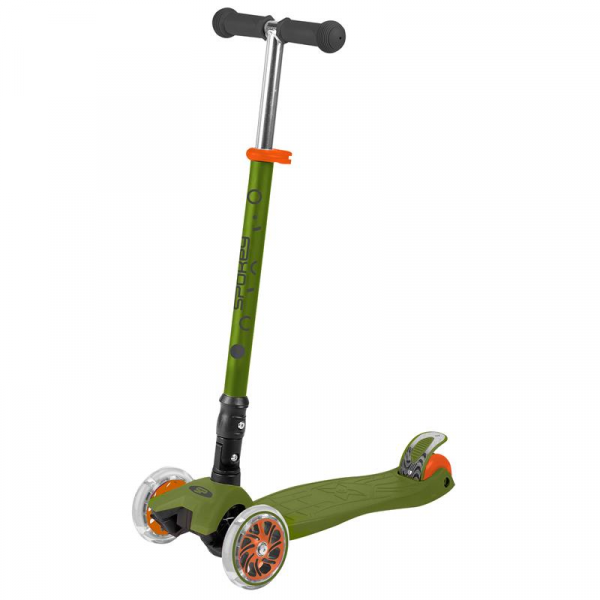 Spokey PLIER PRE Detská trojkolka skladacia so svietiacimi kolieskami, khaki  Spokey PLIER PRE Detská trojkolka skladacia so svietiacimi kolieskami, khaki