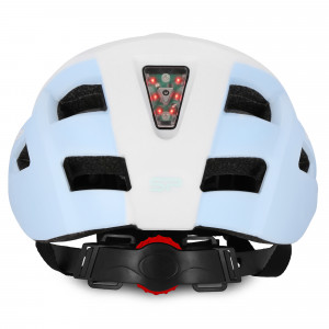 Spokey POINTER Cyklistická přilba s LED blikačkou, 58-61 cm, bílo-modrá 