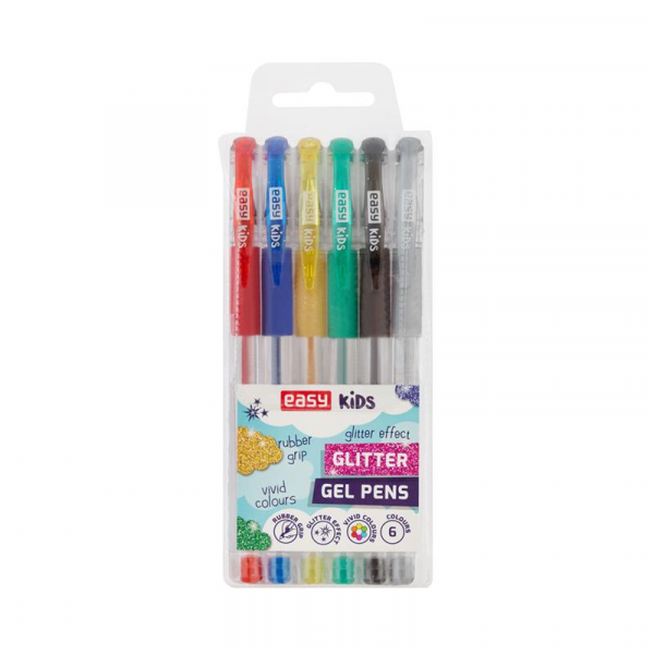 Spokey EASY GLITTER Gelová pera se třpytkami, 1,0 mm, 6 ks v balení, mix barev
