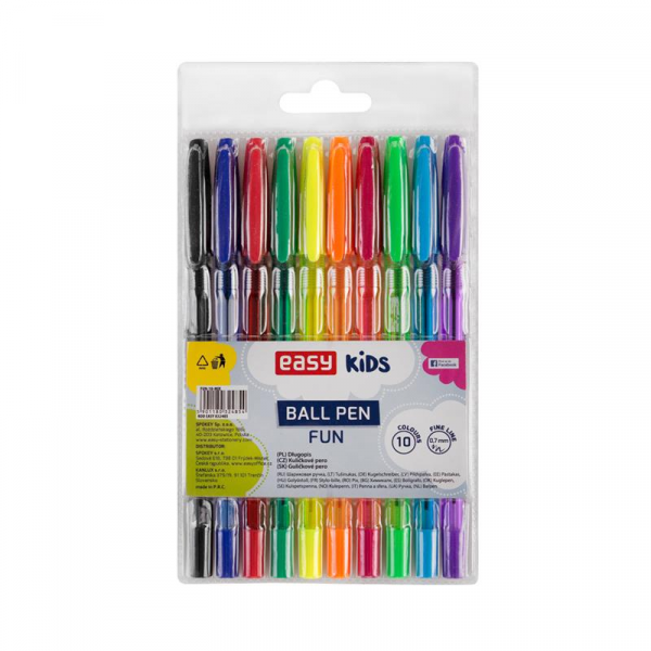 Spokey EASY FUN Kuličková pera, barevné náplně, 0,7 mm, 10 ks v balení (mix barev)