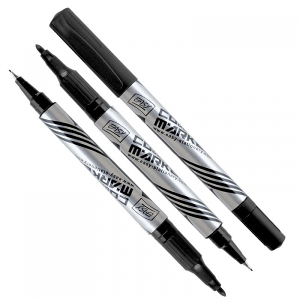 Spokey EASY Permanentní oboustranný popisovač na CD, černý  12 ks v balení