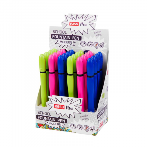 Spokey EASY MODERN Školní pero, modrá náplň, 24 ks v balení, mix barev 