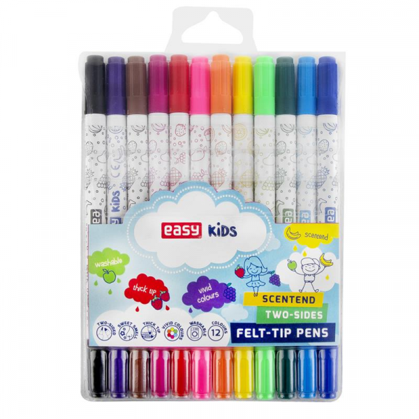 Spokey EASY ZAPTWIN Oboustranné vypratelné fixy s vůní, 12 barev