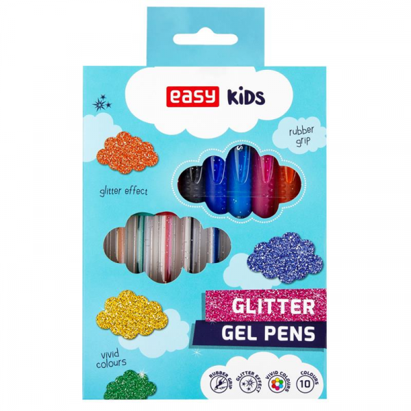 Spokey EASY GLITTER Gelová pera se třpytkami, 1,0 mm, 10 ks v balení, mix barev /starý kód S48472