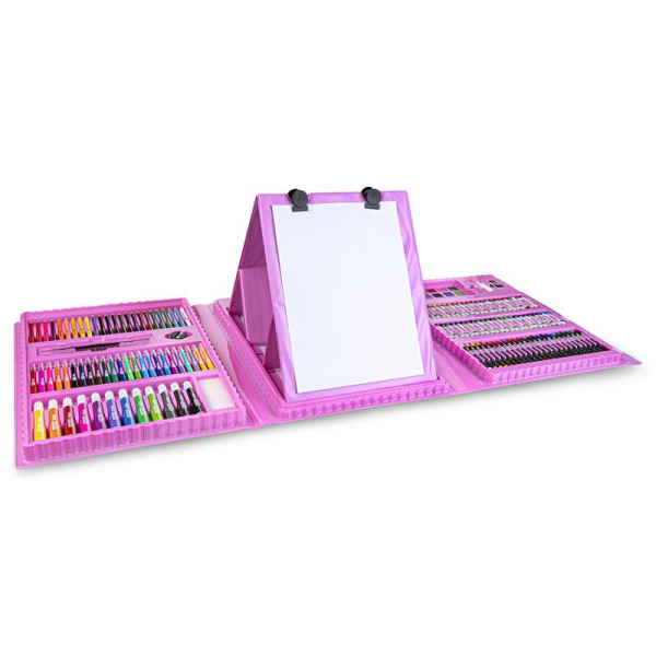 Spokey Easy Kreativní výtvarná sada 208 ks, včetně plastového stojanu, růžová