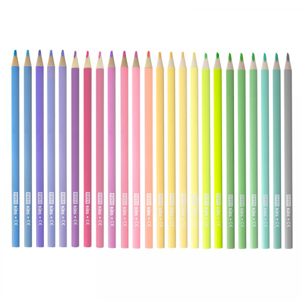 Spokey EASY PASTEL Trojhranné pastelky, 24 ks, 24 pastelových barev