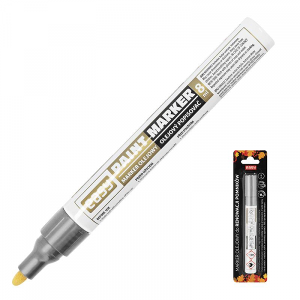 Spokey EASY PAINTMARKER II Olejový popisovač s kulatým hrotem v blistru, stříbrný, 12 ks v balení