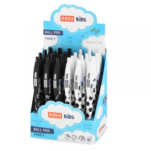 Spokey EASY FANCY Kuličkové pero, modrá semi-gelová náplň, 0,7 mm, 24 ks v balení, bílo-černá a černo-šedá 