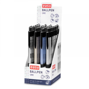 Spokey EASY ORE Kuličkové pero, modrá semi-gelová náplň, 0,7 mm, 24 ks v balení, mix barev 