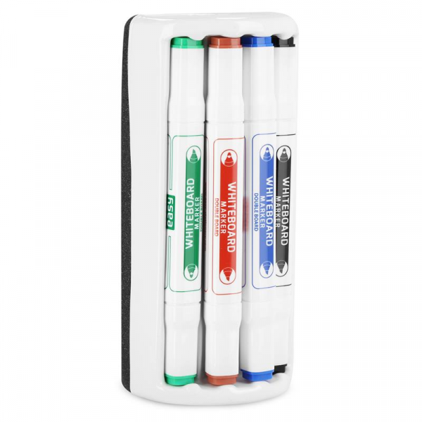 Spokey EASY WHITEBOARD SET Sada 4 stíratelných oboustranných popisovačů s houbičkou