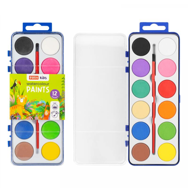 Spokey EASY Kids Vodové barvy se štětcem, 12 barev Spokey EASY Kids Vodové barvy se štětcem, 12 barev