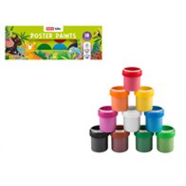 Spokey EASY Kids Plakátové / temperové barvy v kelímku, 10 barev Spokey EASY Kids Plakátové / temperové barvy v kelímku, 10 barev