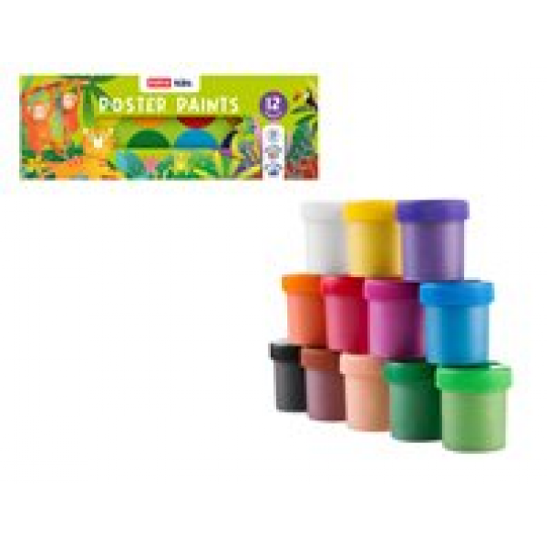 Spokey EASY Kids Plakátové / temperové barvy v kelímku, 12 barev Spokey EASY Kids Plakátové / temperové barvy v kelímku, 12 barev