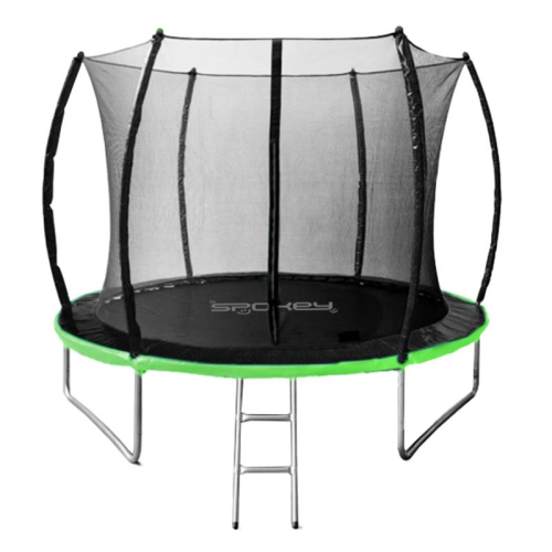 Trampolína 305 cm so sieťkou a schodíkmi čierno-zelená 