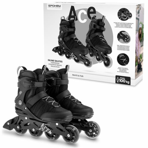 Spokey Ace Fitness kolieskové korčule čierne 43 Spokey Ace Fitness kolieskové korčule čierne 43