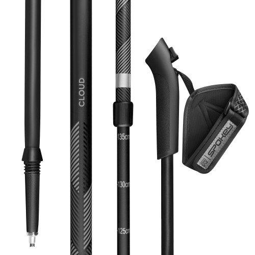 Palice Nordic walking dvojdielne čierne 
