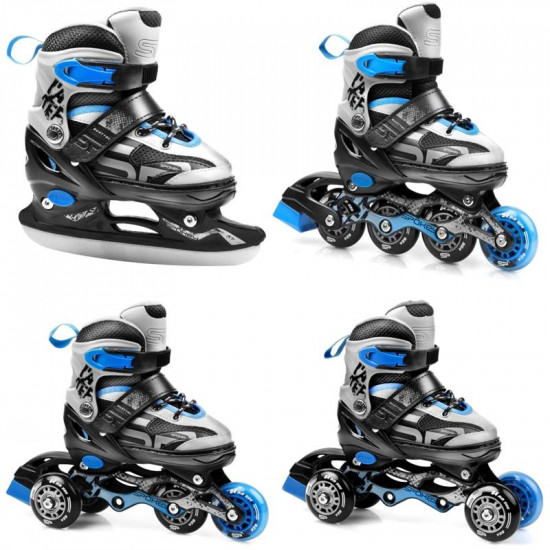 QUATTRO 4IN1 Korčule čierno-modré, regulovateľné, veľ. 38-41 
