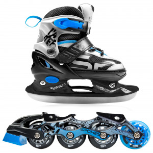 Spokey QUATTRO 4IN1 Korčule čierno-šedo-modré, regulovateľné, ABEC7 Carbon, vel. 38-41 