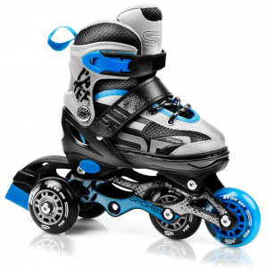 Spokey QUATTRO 4IN1 Korčule čierno-šedo-modré, regulovateľné, ABEC7 Carbon, vel. 38-41 