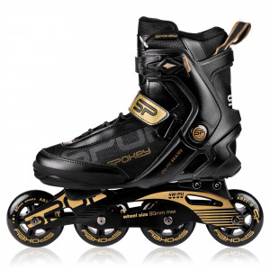 Spokey PRIME PRO Kolečkové brusle, černo-zlaté, ABEC9 Carbon, vel. 39-47 