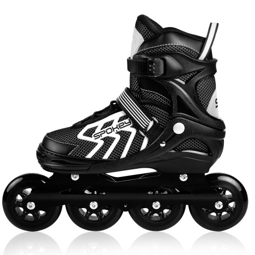 Spokey KHAN Kolečkové brusle, černo-bílé, ABEC7 Carbon, vel. 31-42 